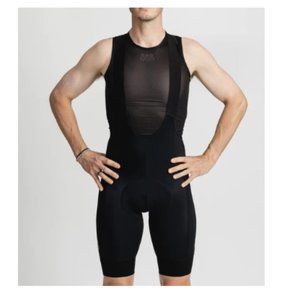 Tres Pinas Men's Black High Waist Mesh Back Pro Bib Shorts Size M